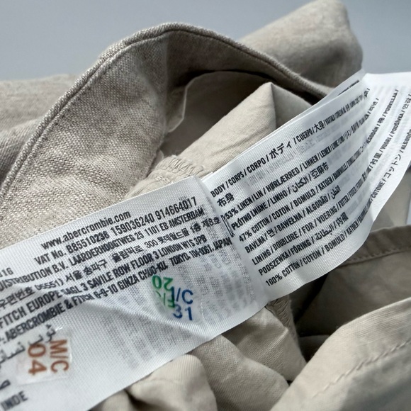 NWT Abercrombie & Fitch Linen Blend Ruched Square Neck Mini Dress Beige Size S - Picture 12 of 16